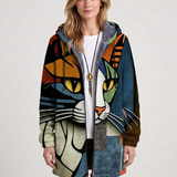 Cardigan À Capuche Et Motif Patchwork Pour Femmes