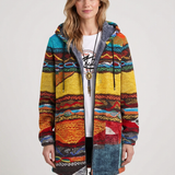 Cardigan À Capuche Et Motif Patchwork Pour Femmes