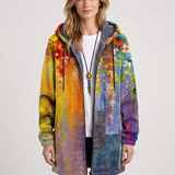 Cardigan À Capuche Et Motif Patchwork Pour Femmes