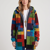 Cardigan À Capuche Et Motif Patchwork Pour Femmes