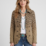 Veste Léopard Dégradée À Volants Pour Femmes