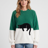 Pull Oversize À Imprimé Chat Pour Femmes