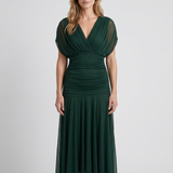 Robe Maxi Drapée À Col V Pour Femmes