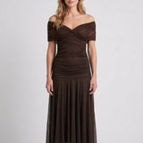 Robe Maxi Drapée À Col V Pour Femmes