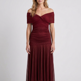 Robe Maxi Drapée À Col V Pour Femmes