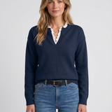 Pull À Col En Dentelle Toucher Cachemire Pour Femmes