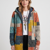 Cardigan À Capuche Et Motif Géométrique Pour Femmes