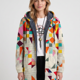 Cardigan À Capuche Et Motif Géométrique Pour Femmes