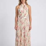 Robe Midi Fleurie À Col Halter Pour Femmes