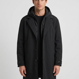 Manteau Long À Capuche Et Construction Superposée Pour Hommes