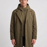 Manteau Long À Capuche Et Construction Superposée Pour Hommes
