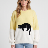 Pull Oversize À Imprimé Chat Pour Femmes