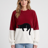Pull Oversize À Imprimé Chat Pour Femmes