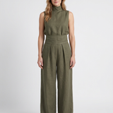 Ensemble Deux Pièces Bambou-Lin À Pantalon Large Pour Femmes