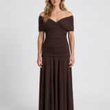 Robe Midi Décontractée À Épaules Dénudées Pour Femmes