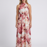 Robe Midi Froncée À Col Halter Pour Femmes