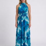Robe Midi Froncée À Col Halter Pour Femmes
