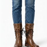 Bottines Lacées À Semelle Robuste Pour Femmes
