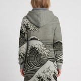 Cardigan Long À Capuche Et Imprimé Ondulé Pour Femmes