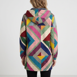 Cardigan À Capuche Et Motif Géométrique Pour Femmes