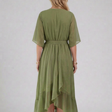 Robe Midi Élégante Drapée Pour Femmes