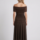 Robe Maxi Drapée À Col V Pour Femmes