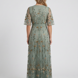 Robe Maxi Brodée Florale À Col Cache-Cœur Pour Femmes