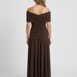 Robe Midi Décontractée À Épaules Dénudées Pour Femmes