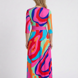 Robe Midi Croisée À Col Pour Femmes