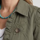Veste Bohème À Broderie Florale Et Volants Pour Femmes