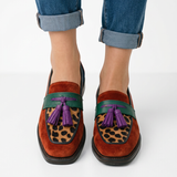 Mocassins Color-Block Effet Daim Et Léopard Pour Femmes