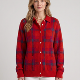 Cardigan Doux À Carreaux Pour Femmes
