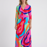 Robe Midi Croisée À Col Pour Femmes
