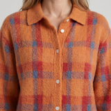 Cardigan Doux À Carreaux Pour Femmes