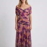 Robe Maxi Drapée À Col V Pour Femmes