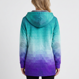 Cardigan Zippé À Capuche Et Motif Dégradé Pour Femmes