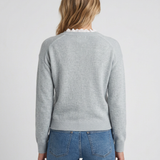 Pull À Col En Dentelle Toucher Cachemire Pour Femmes