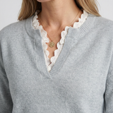 Pull À Col En Dentelle Toucher Cachemire Pour Femmes