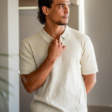 Celvoir | Polo Tricoté À Texture Côtelée Pour Hommes