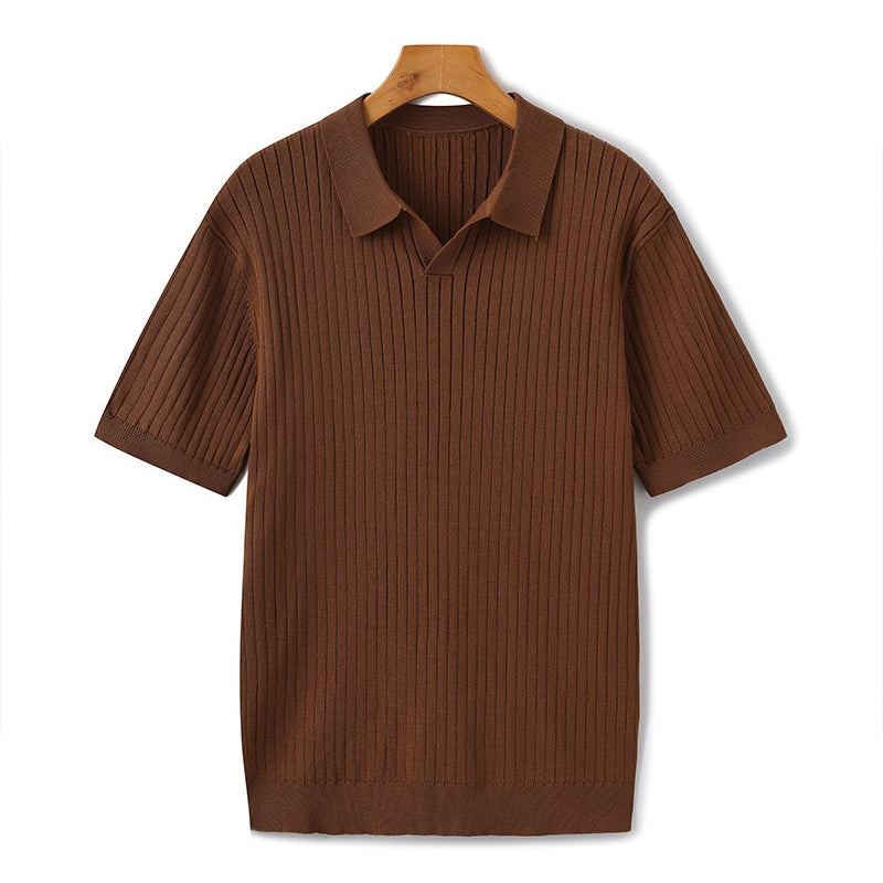 Celvoir | Polo Tricoté À Texture Côtelée Pour Hommes
