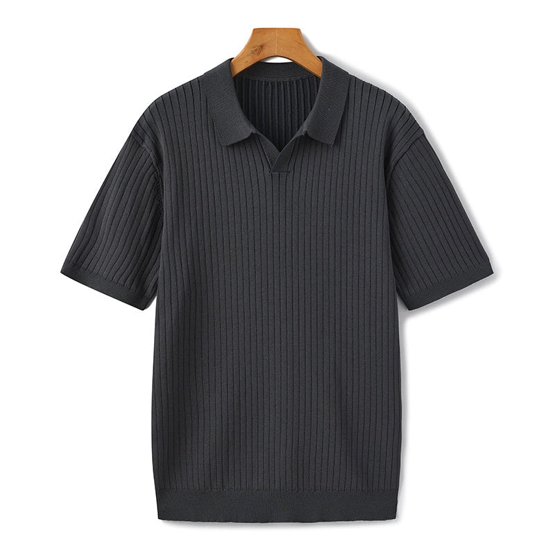 Celvoir | Polo Tricoté À Texture Côtelée Pour Hommes