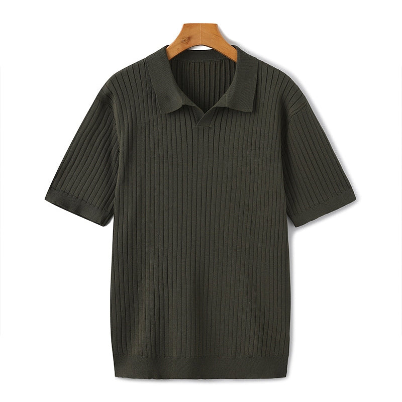 Celvoir | Polo Tricoté À Texture Côtelée Pour Hommes