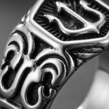 Bague À Emblème Trident Argenté
