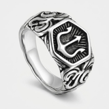 Bague À Emblème Trident Argenté