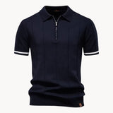Celvoir | Polo À Col Zippé Avec Texture Verticale Pour Hommes