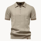 Celvoir | Polo À Col Zippé Avec Texture Verticale Pour Hommes