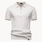 Celvoir | Polo À Col Zippé Avec Texture Verticale Pour Hommes