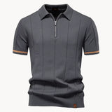 Celvoir | Polo À Col Zippé Avec Texture Verticale Pour Hommes