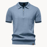 Celvoir | Polo À Col Zippé Avec Texture Verticale Pour Hommes