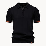 Celvoir | Polo À Col Zippé Avec Texture Verticale Pour Hommes